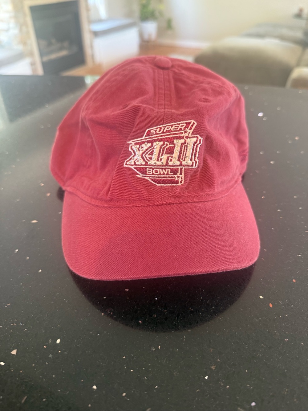 Women’s Bedazzled Super Bowl XII Embroidered Baseball Cap - Burgundy